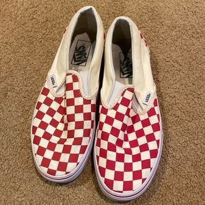 Red and white checkered vans